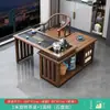 Mesa de té giratoria, mesa de té móvil estilo chino para el hogar, juego de mesa y silla pequeño de madera maciza para apartamento, mesa de café, mesa de té pequeña para balcón