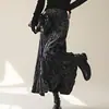 Falda Larga Nueva, Falda de Otoño e Invierno, Falda Plisada Texturizada de Cintura Alta, Falda Larga Elegante de Invierno