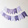 Bandeirola de aniversário de rabo de peixe de flor dourada azul feliz aniversário feliz aniversário faixa flor