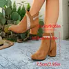 Comercio exterior transfronterizo, botines de tacón grueso para mujer de talla grande, nueva colección otoño/invierno 2026, estilo europeo y americano, botines de moda con lentejuelas y cremallera lateral