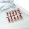 10 Piezas Personalizadas de Uñas Rubor Codificadas, Piezas de Manicura Degradado Brillantes Sin UV, Uñas Terminadas de Color Usables