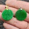 Colgante de Jade Jade Verde Seco Redondo Colgante de Marca Verde Yang Colgante sin Placa 25mm Colgante de Collar Colgante de Jade