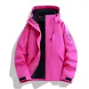 Chaqueta exterior estilo Luojia para hombre y mujer, tres en uno cortavientos, impermeable, transpirable, modelo de pareja con logo estampado, adecuada para compra grupal