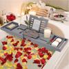 Estante Gris de Bambú para Tina Estante de Baño Multifuncional para Tina Estante de Almacenamiento Telescópico Soporte para iPad y Teléfono Móvil de Baño Rojo