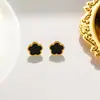 Conjunto de Joias Pulseira Brincos Colar Flor de Cinco Folhas Fritillaria de Aço Inoxidável Elemento de Joias Populares Transfronteiriças para Mulheres