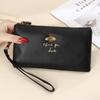 Clutch para Mujer de Piel de Vacuno de Capa Superior Europea y Americana, Temperamento, Cuero de Abeja, Cremallera, Cartera Larga para Teléfono Móvil, Clutch