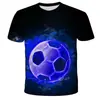 2026 Nueva Camiseta de Manga Corta con Estampado 3D de Patrón de Fútbol Iridiscente Suelta para Hombres y Niños Nueva Moda Camiseta Corta