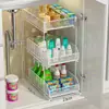Organizador de Fregadero Extraíble Tocador de Baño Caja de Almacenamiento Debajo del Fregadero Múltiples Niveles Lavabo de Inodoro Cesta Desplegable Estante Escalonado