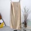 Primavera Nueva Llegada Seda Brillante Dosificación Falda Recta para Mujer Elegante Elegante Simple Cintura Alta Abertura Trasera Falda Midi