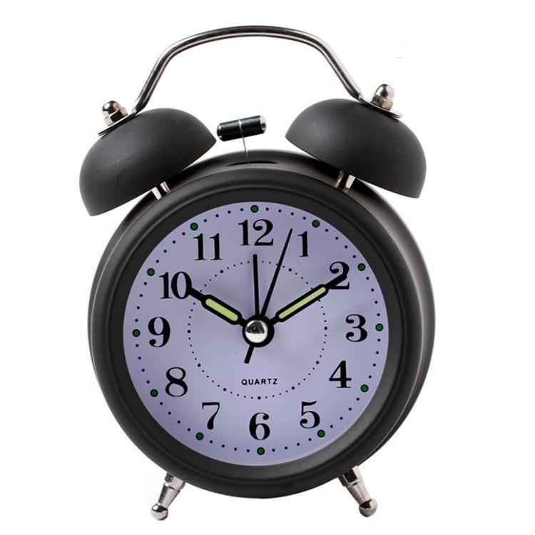3寸金属打铃闹钟 超静音 夜光针 带夜灯