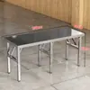 Mesa plegable de acero inoxidable engrosada, mesa larga para el hogar, mesa de comedor portátil rectangular comercial para barbacoa al aire libre