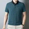 Camiseta de manga corta con solapa de nailon para hombre camiseta de verano para hombre moda juvenil polo a rayas entrega de una pieza para hombre