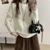 Suéter de punto trenzado retro coreano para mujer, otoño invierno, engrosado, cuello redondo, jersey, estilo holgado y perezoso, top interior