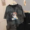 Camiseta Tie-Dye de Manga Curta para Meninos, Nova Camiseta de Verão para Crianças, Estilo Coreano Solta Respirável Tendência para Crianças Mais Velhas