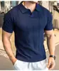 Camisa Polo de Solapa Fina de Seda Helada para Hombre, Deportiva Casual Ajustada Transpirable de Punto de Manga Corta Elástica de Color Sólido para Fitness