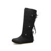 Botas Mujer Punta Redonda Todas las Combinaciones Botas de Jinete Retro Estudiante Talla Grande Tacón Plano Botas Altas X2307021