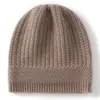 Gorro de Cachemira para Mujer 100% Cachemira Pura Nueva Moda Color Sólido Tejido de Punto Cálido Baotou Gorro Protector para Orejas