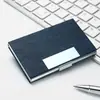 Porta-cartões de visita masculino de grande capacidade, caixa de cartões portátil, caixa criativa simples para armazenamento de cartões de visita, gravação gratuita, metal