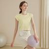 Traje de Yoga con Costuras de Malla para Mujer, Parte Superior Deportiva de Secado Rápido y Transpirable, Camiseta de Manga Corta, Traje de Fitness para Entrenamiento de Running, Verano