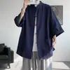 Nueva camisa de lino de manga corta para hombre estilo chino, túnica larga Hanfu de verano para hombre estilo República de China, ropa exterior, traje Zhongshan, traje Tang y chaqueta
