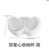 Poppy Yeso Cemento Pala Negra un Corazón Doble Caja de Almacenamiento Apilable Molde de Silicona Molde para Taza de Vela de Aromaterapia
