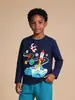 2026 Nueva Camiseta de Manga Larga de Otoño para Niños Estilo Europeo y Americano Estampado de Cohete Top de Manga Larga para Niños Dropshipping