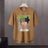 Camiseta de manga corta para hombre, marca de moda de verano, suelta, de cinco puntos, manga, 2024, nueva camiseta con estampado simple de Internet Ins.