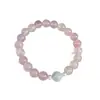 Pulsera sencilla multicolor de ágata rosa natural y morado, pulsera de bucle único de ágata rosa hielo de 8 mm, pulsera de ágata Yanyuan
