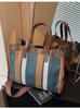 Bolsa de Lona Transfronteriza para Mujer, Gran Capacidad, Nuevo Estilo 2026, Bolso de Hombro Cruzado con Bloques de Color, Bolsa para Clase, Bolso Tote para Viajar