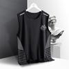 Chaleco de Seda de Hielo para Hombre Verano Deportes Fitness Camiseta Base Hombro Ancho Entrenamiento Camiseta sin Mangas Delgada Secado Rápido Top de Hombre Trendy