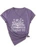 Amazon Ebay Site Independente Elegante Confortável Feminino Gola V Manga Curta Capítulo 65 Floral Livro Camiseta Camada Base Comércio Exterior