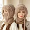 Gorro de Lana Tejido Cálido con Forro Polar para Ciclismo al Aire Libre en Invierno, Gorro Máscara Bufanda de una Pieza, Gorro Pullover para Mujer
