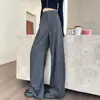 Pantalones de traje negros de pierna ancha para mujer, nuevo estilo primavera y otoño 2026, corte ajustado para figuras petite, pantalones casuales de pierna recta fluidos de alta gama