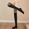 Calcetines Largos de Tubo para Estudiantes Mujeres, Estilo por Encima de la Rodilla, Estilo Universitario Japonés de Verano, Calcetines JK Blancos Finos Hasta el Muslo con Tres Rayas, Versión Delgada