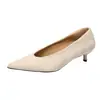 Sapatos Femininos Elegantes de Camurça Bico Fino Salto Baixo Cruzados 2026 Nova Coleção Primavera Tamanho Grande Bico Fino Boca Rasa Profissional