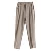 Pantalones de Traje Grises para Mujer Primavera y Verano Nuevos Pantalones de Seda de Hielo con Caída Pantalones Harem Ajustados de Nueve Puntos Casuales Rectos Tipo Cigarrillo