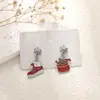 Pendientes navideños de diamantes con dibujos animados, transfronterizos europeos y americanos, pendientes asimétricos de alta gama para mujer, decoraciones navideñas