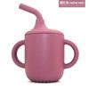 Vaso de agua de silicona para niños, vaso de aprendizaje para beber, vaso de agua con doble asa, vaso de agua para bebés a prueba de caídas y fugas, vaso de agua recto con doble asa.