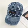 Gorra de Béisbol Lavada Estilo Retro Americano Bordado de Letras Desgastada Transfronteriza para Mujer, Versátil Moda Tendencia Primavera y Otoño Gorra de Pico de Pato