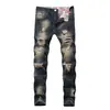 Calça Jeans Rasgada Masculina Transfronteiriça Amazon Nostálgica Jeans Denim Reto Slim Europeu e Americano