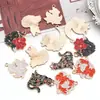 Chaveiro Pulseira Brincos Acessórios de Joia Pingente Gato Raposa Desenho Animado Flor Rosa Preto e Branco Estilo Coreano DIY