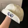 Boné de beisebol feminino estilo japonês, fofo, com olhos grandes bordados e aba pequena, faz o rosto parecer menor, proteção solar, versátil, estilo coreano