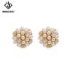 Brincos de pérola de arroz elegantes para socialites, design retrô de luxo leve para mulheres, micro cravejados com zircônia, brincos requintados