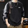 Suéter de marca de moda pesada para hombre, ropa de otoño e invierno con cuello redondo para hombre, otoño 2024, nueva camiseta de manga larga a rayas de talla grande