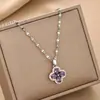 Collar de Acero de Titanio con Diamantes Completos de Venta Caliente Transfronteriza para Mujer, Colección de Múltiples Estilos, Cadena de Clavícula de Acero de Titanio con Mariposa y Corazón, Versátil de Lujo Ligero Europeo y Americano