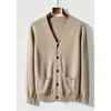 Cárdigan de Punto para Hombre de Comercio Exterior Negocios de Alta Gama Casual Cuello en V Color Sólido Suéter para Hombre Simple de Primavera y Otoño Ropa para Hombre