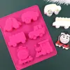 Castelo de Açúcar em estoque Molde de bolo de silicone para carro com 6 peças molde de bolo de silicone de trem de desenho animado molde de pão artesanal