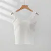 Hermoso Top Tubo Exterior de Moda Ropa Interior Chaleco de Tirantes Anchos Primavera y Verano Posavasos Integrado Top Base Interior Cómodo para Mujer