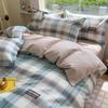 Set de Cuatro Piezas Estilo Cuadros Muji Algodón Puro Transpirable Agradable al Tacto Ropa de Cama Set de Cuatro Piezas para Estudiantes Categoría A Grado Materno e Infantil