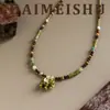 Collar Original Vintage de Color Esmalte Goteo de Aceite Piedra Ojo de Tigre Estilo Chino Nuevo para Mujer, Cadena Clavicular de Lujo Ligero Nicho de Gama Alta
